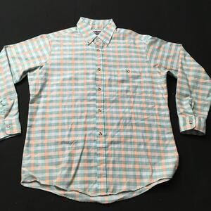 Vintage Par Four Mens Button Up large Shirt Long Sleeve Plaid Checkered green